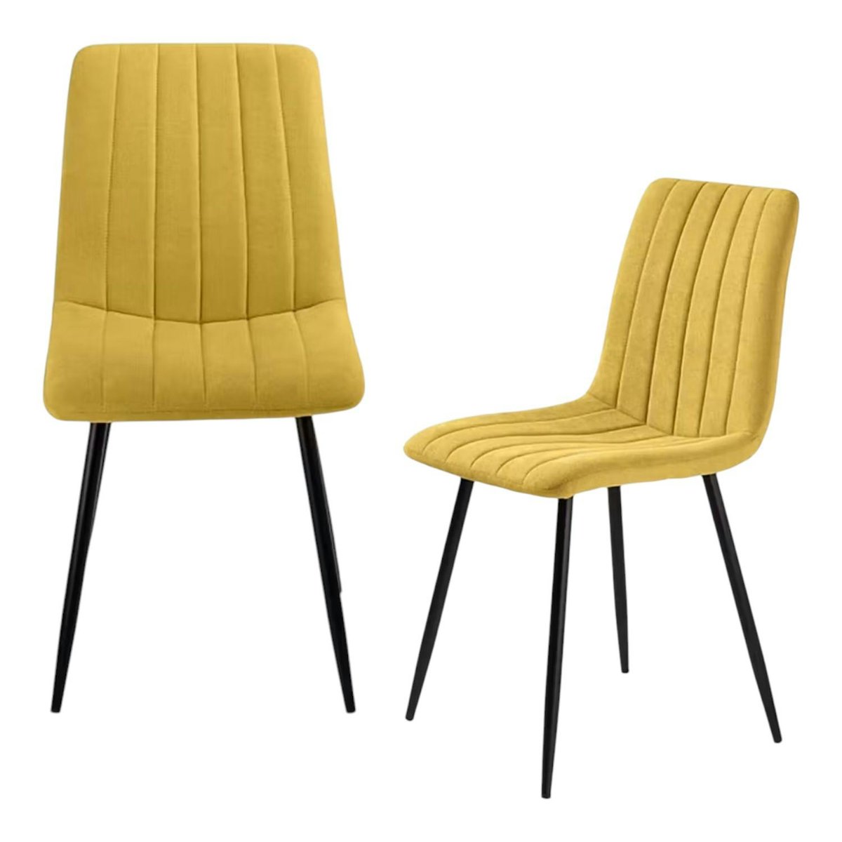 Chaise en tissu coutures verticales (lot de 2) LORA moutarde, PIER IMPORT