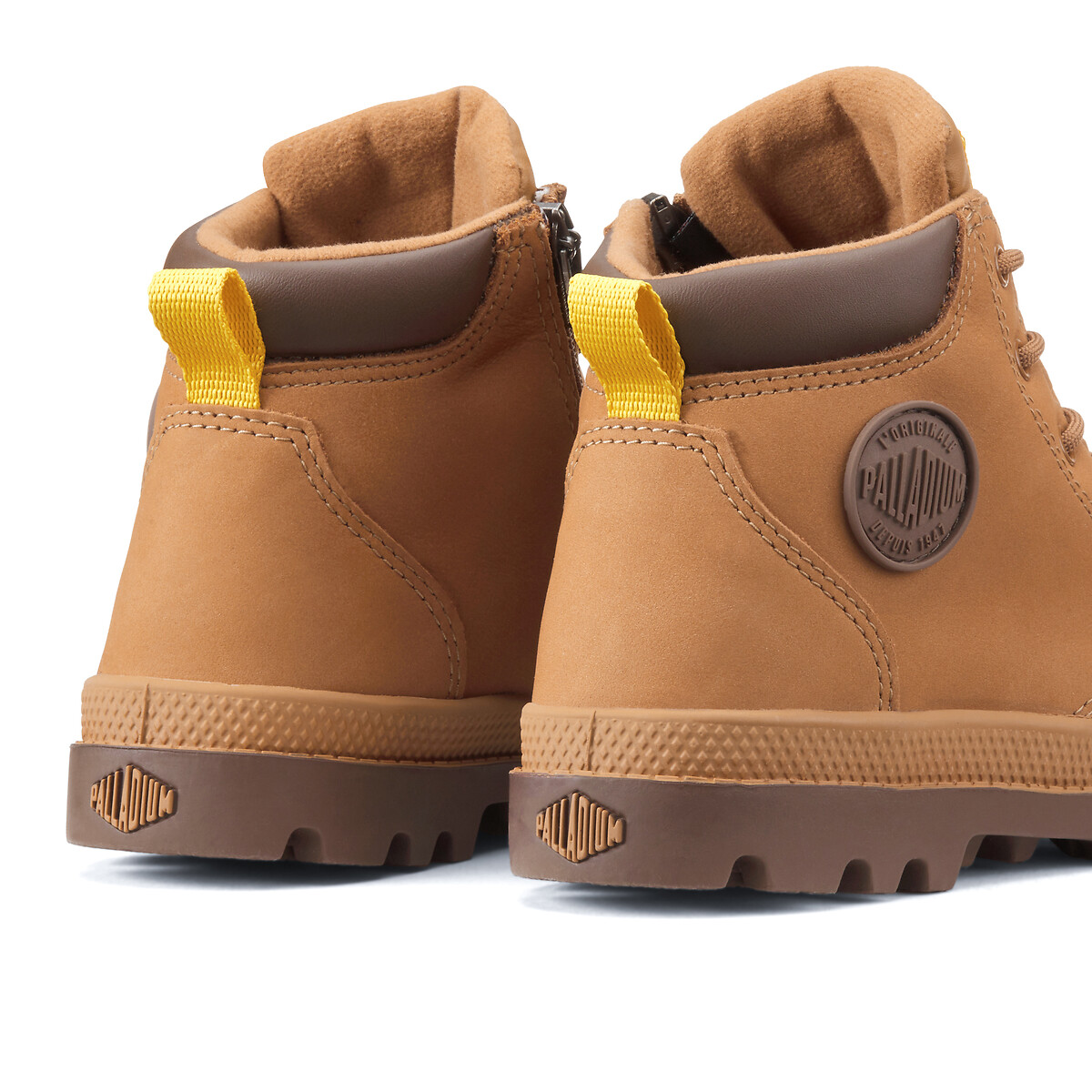Bottines Pampa Hi Cuff Waterproof fourrées en cuir marron, PALLADIUM
