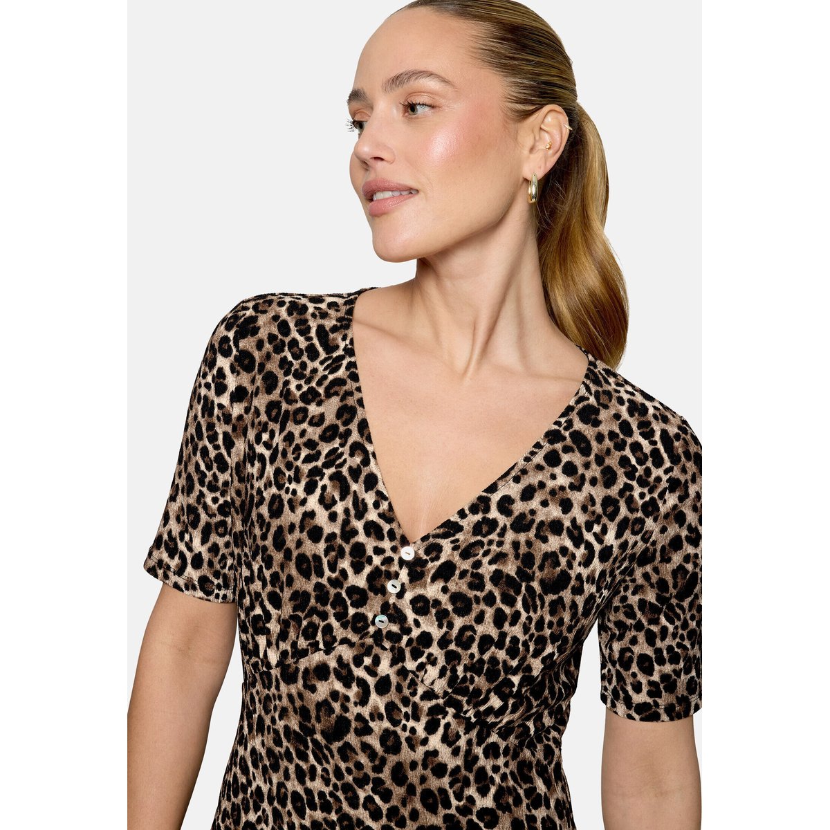 Robe longueur midi à imprimé animalier beige/black, ZERO