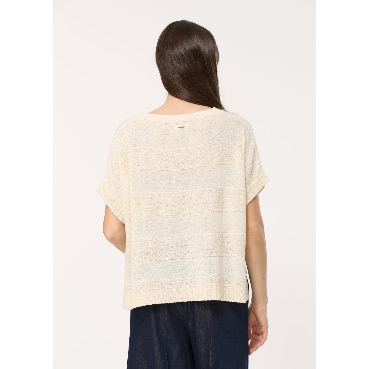 Pull écru manches courtes en maille bouclette ecru, HUMILITY