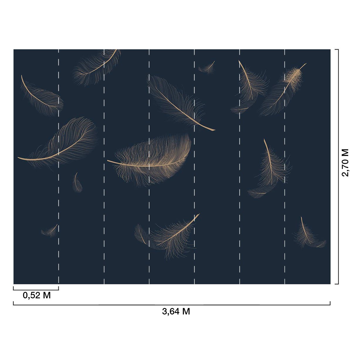 Papier peint plumes sur bleu intissé, HEXOA