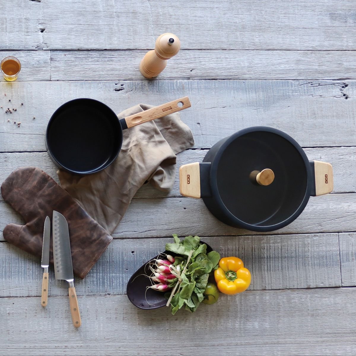 Casserole Ector 20cm naturel-noir, OGO LIVING