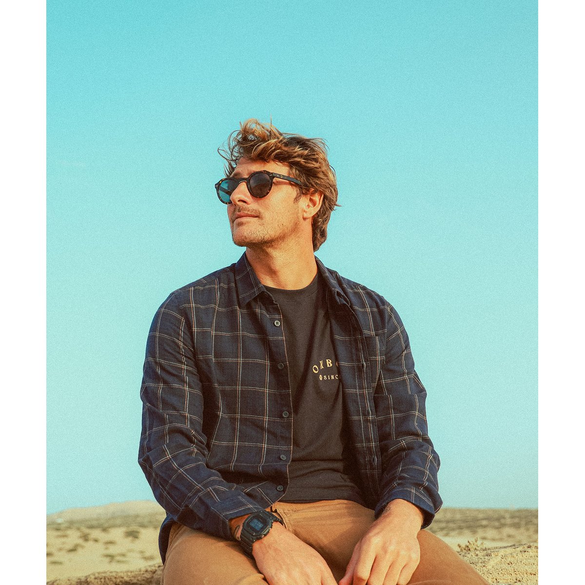 Chemise manches longues flanelle HIGHLAND deep marine, OXBOW