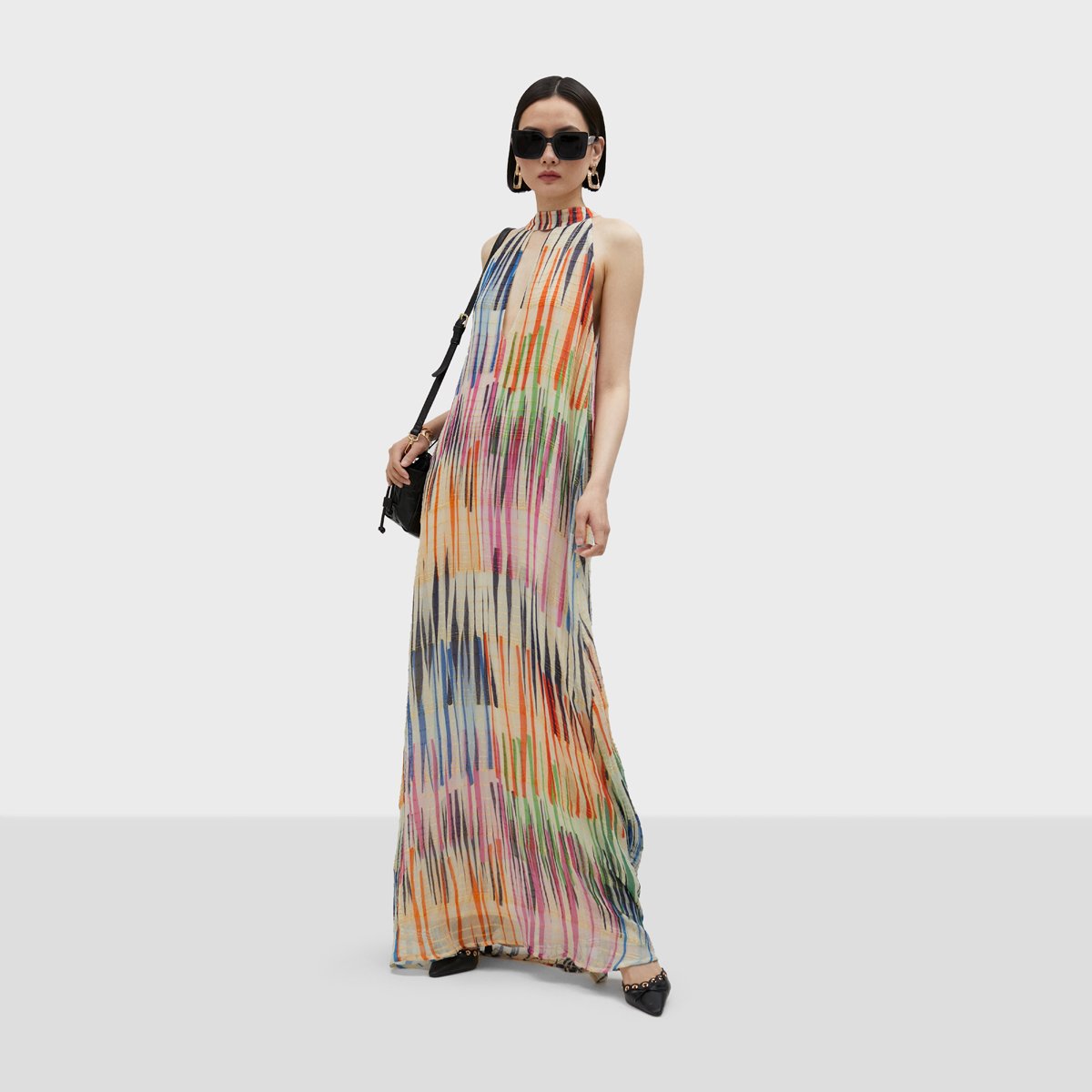 Robe longue fluide sans manches pêche, LOLA CASADEMUNT