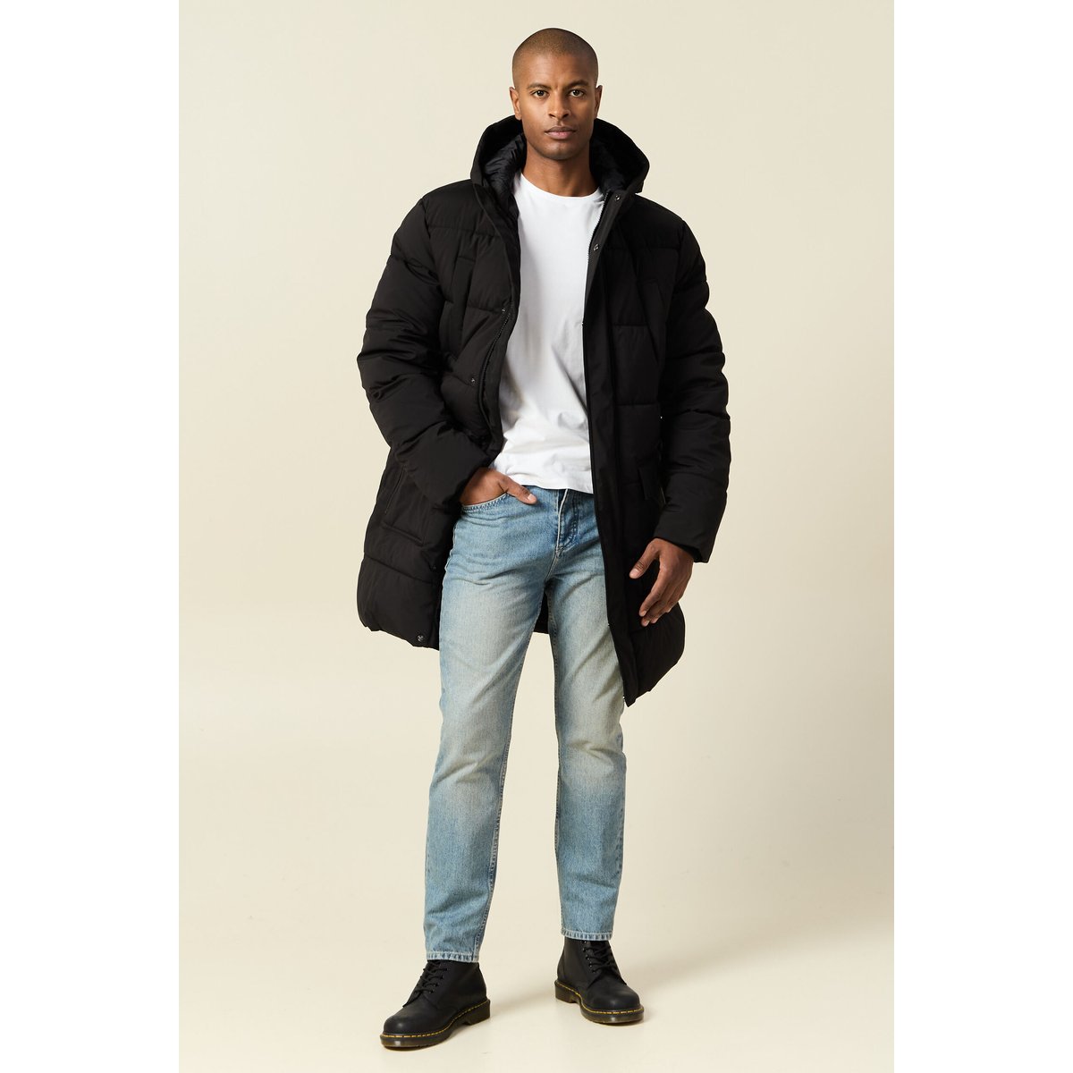 Jeans straight taille tapered denim dirty, BONOBO