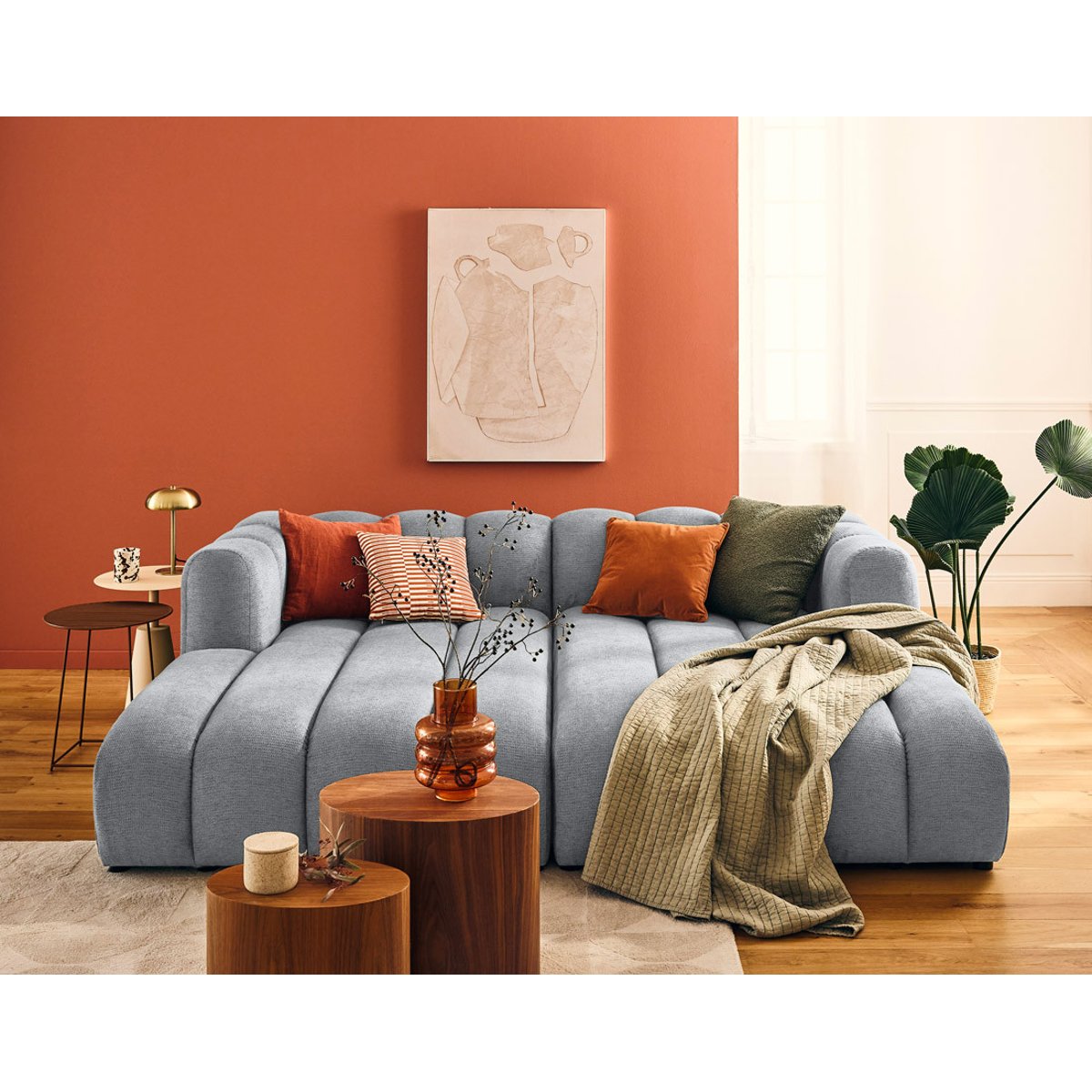 Canapé Modulable 3 places - DEBBIE gris, BEST MOBILIER