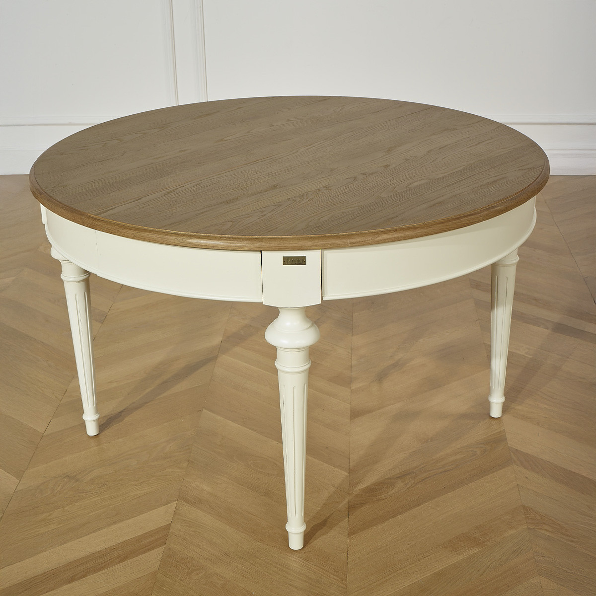 Table ovale en chêne 3 rallonges 4/10 couverts AMBRE blanc, ROBIN DES BOIS