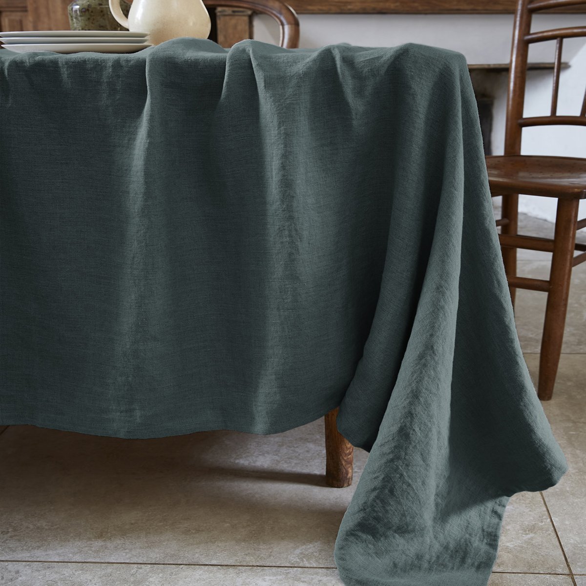 Nappe rectangle en 100% Lin Français ardoise, EDEN