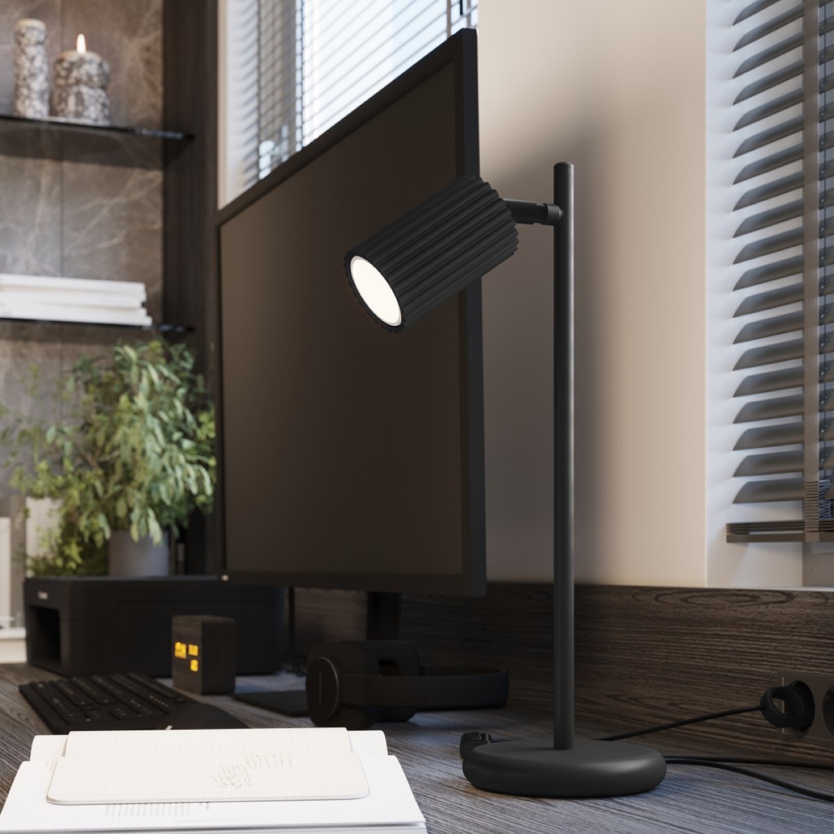 Lampe à poser Aluminium Noir GU10 1 Karbon noir, EDEN