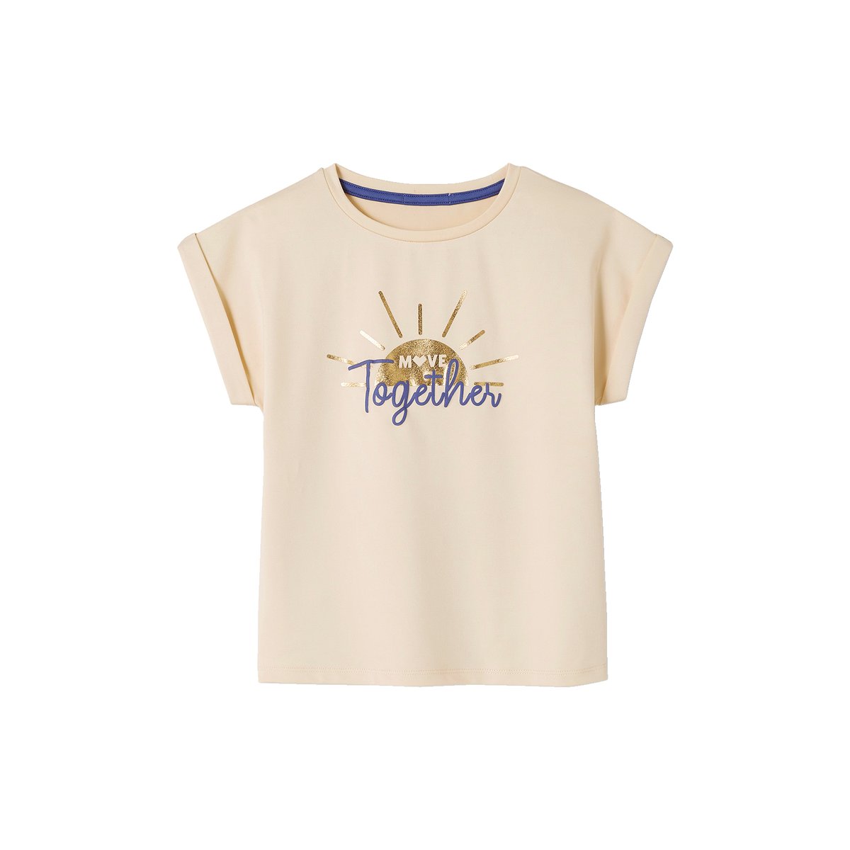Ensemble de sport t-shirt et corsaire motif "sunrise" irisé écru, VERTBAUDET
