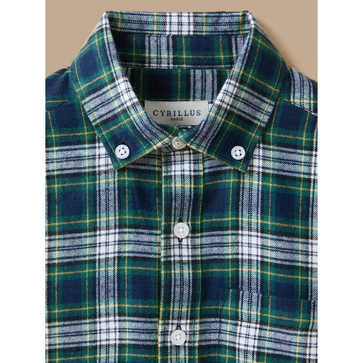 Chemise effet flanelle carreaux ecossais vert, CYRILLUS