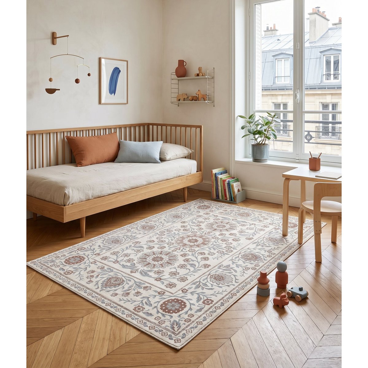 Tapis design en fibres recyclées MONCEAU beige sable, AFK LIVING