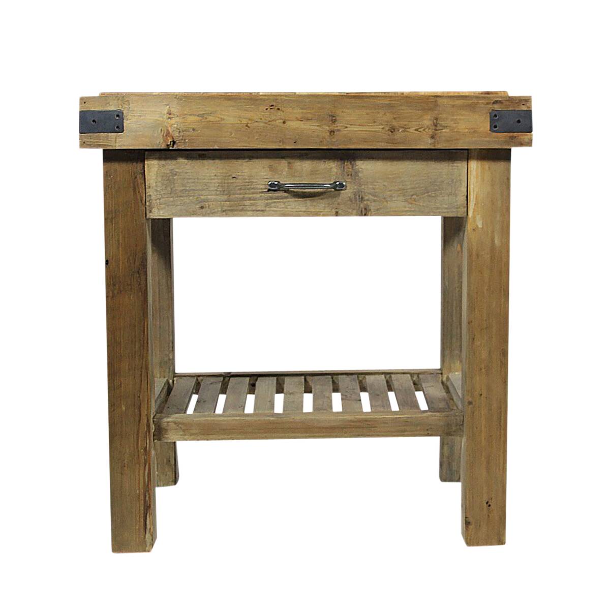 Meuble bas de cuisine en bois recyclé GARANCE bois clair, MADE IN MEUBLES