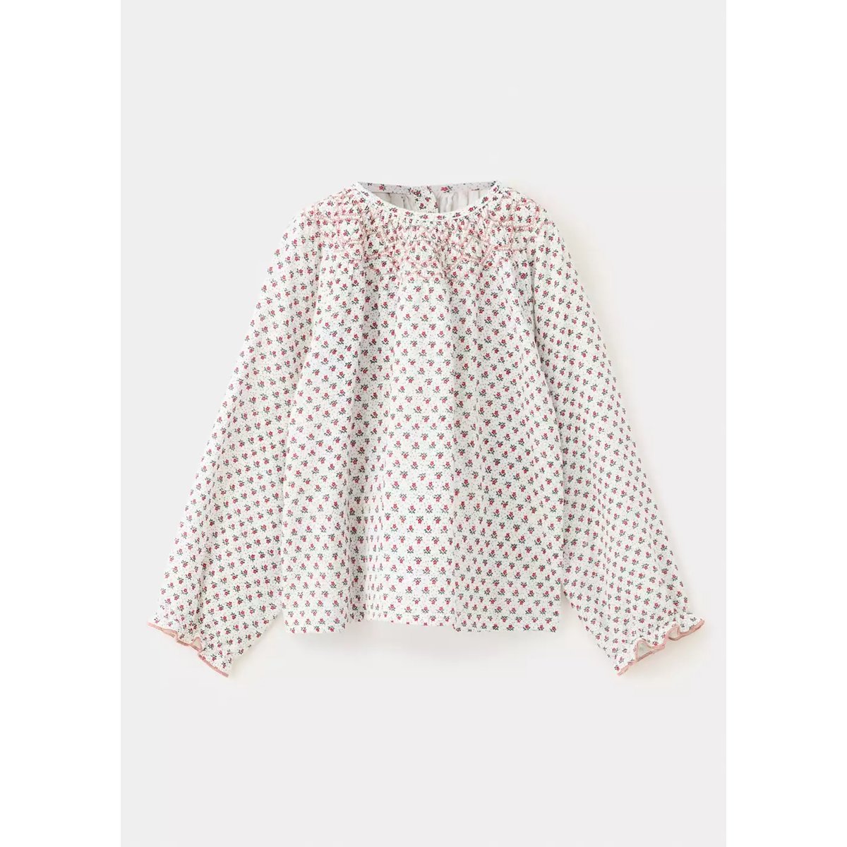 Blouse en coton à fleurs blanc cassé, MANGO BABY