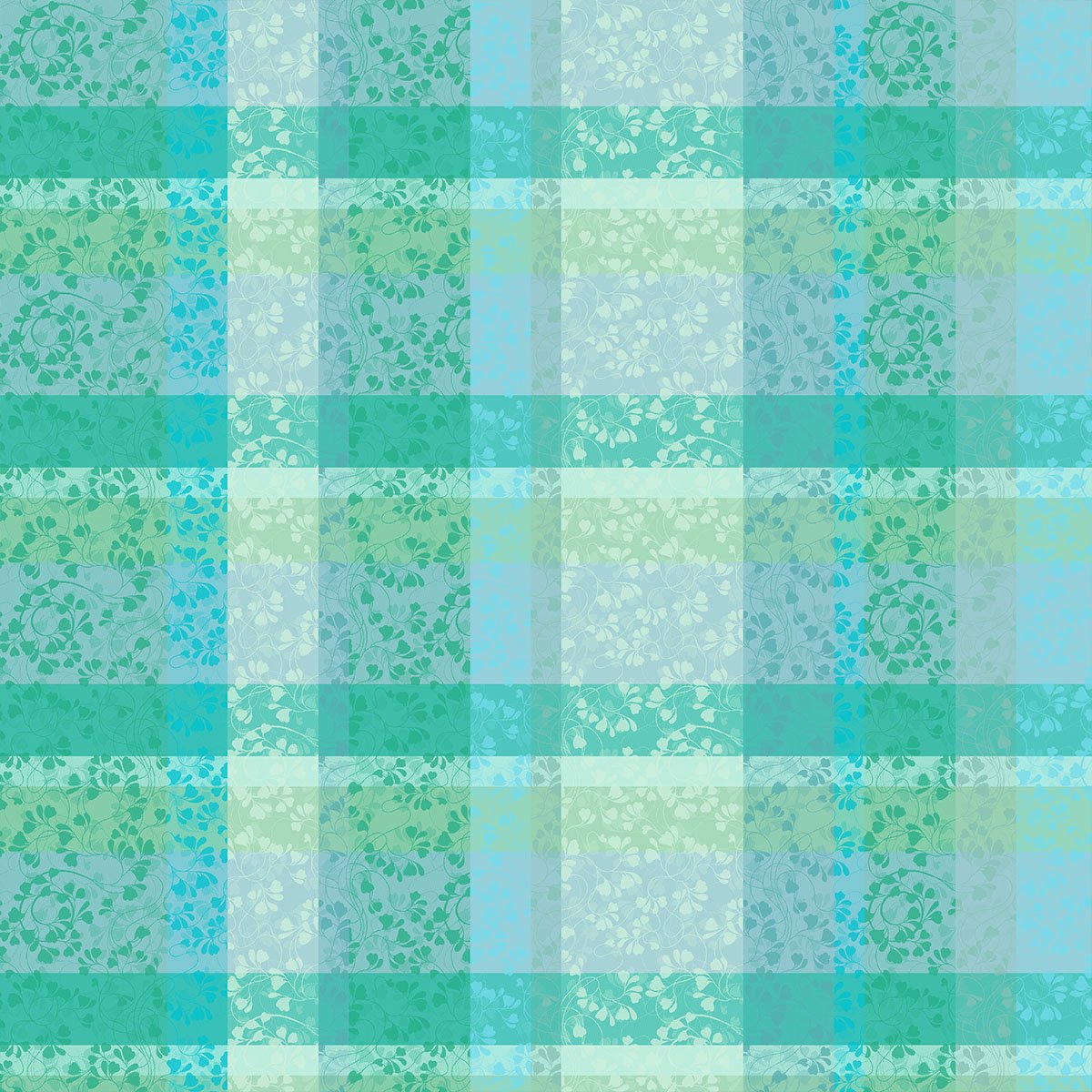 Nappe pur coton MILLE FEUILLAGES turquoise, GARNIER THIEBAUT