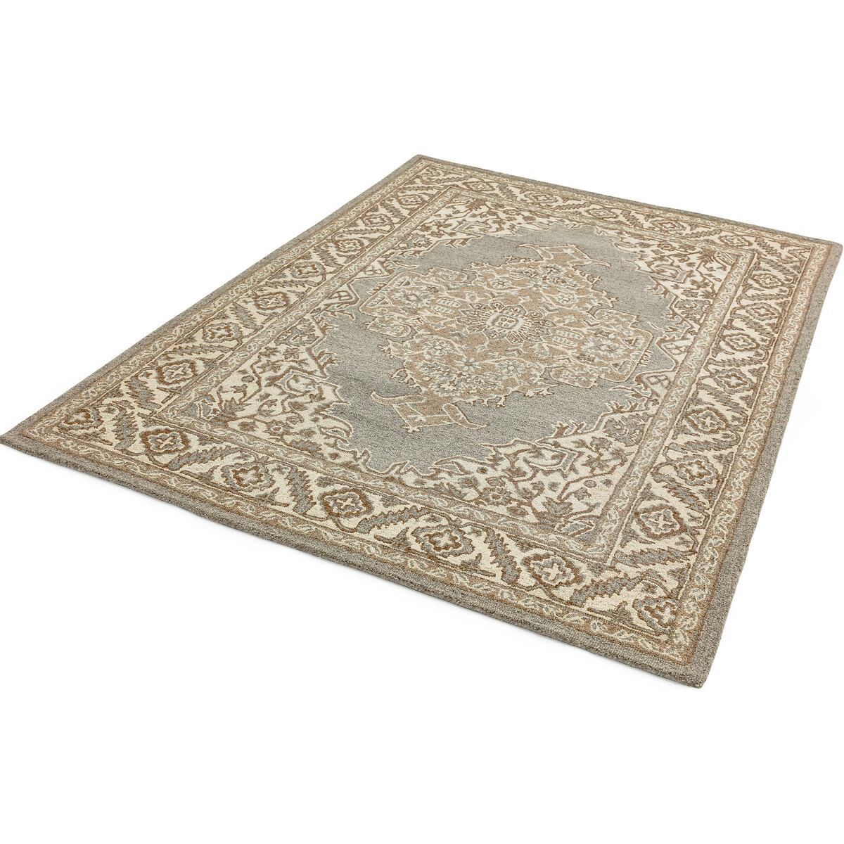 Traditional Persian Style Medallion Rug in 100% Wool natural beige, ÉDITÉ