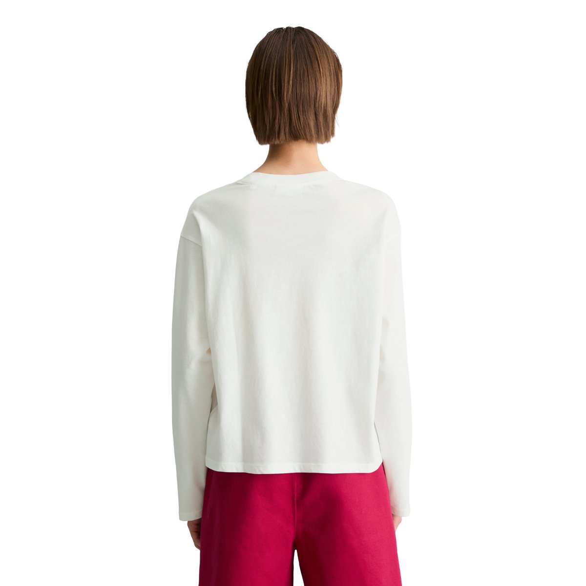 T-shirt long relaxed en coton organique blanc, MARC O’POLO DENIM
