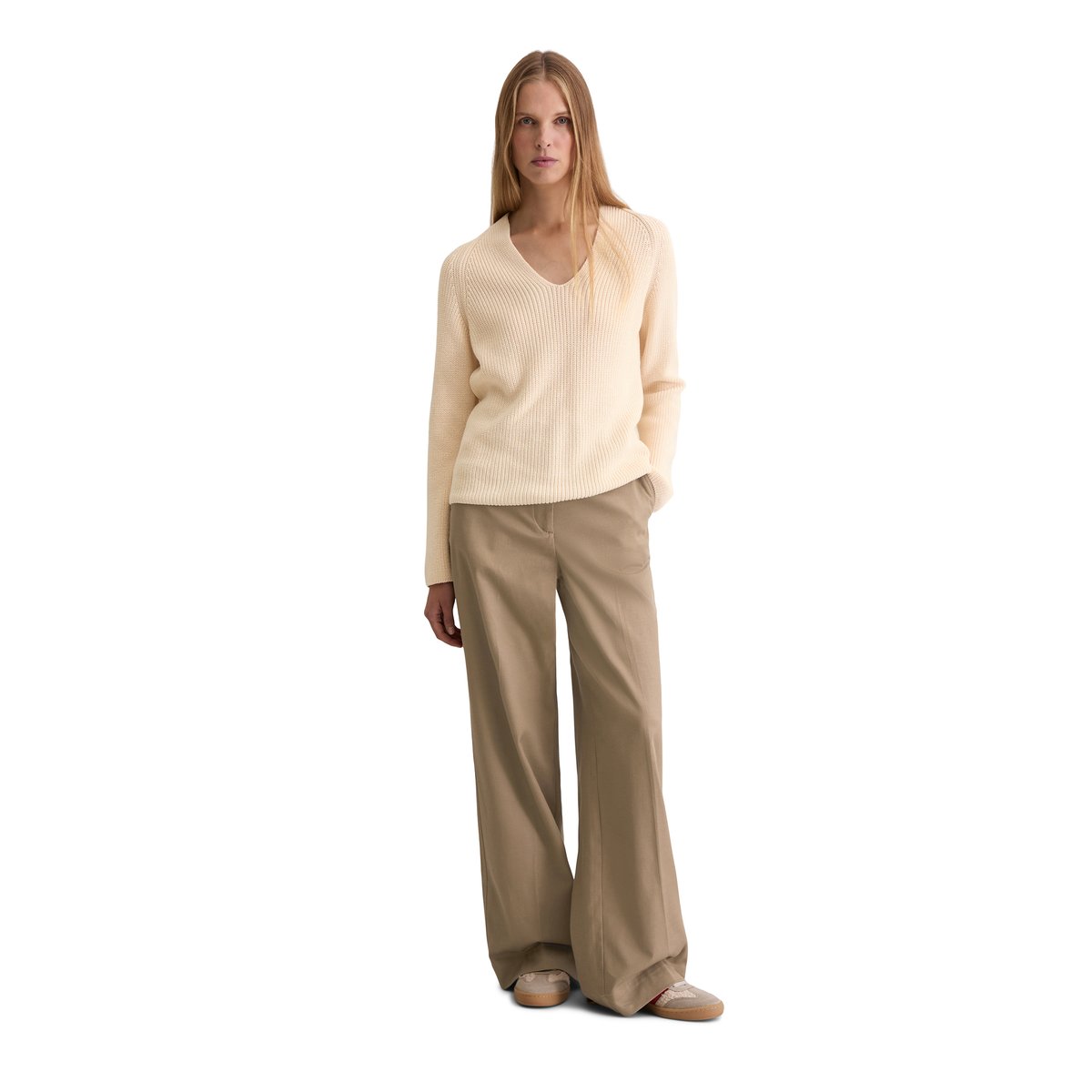 Pullover DfC regular en pur coton organique blanc naturel, MARC O'POLO