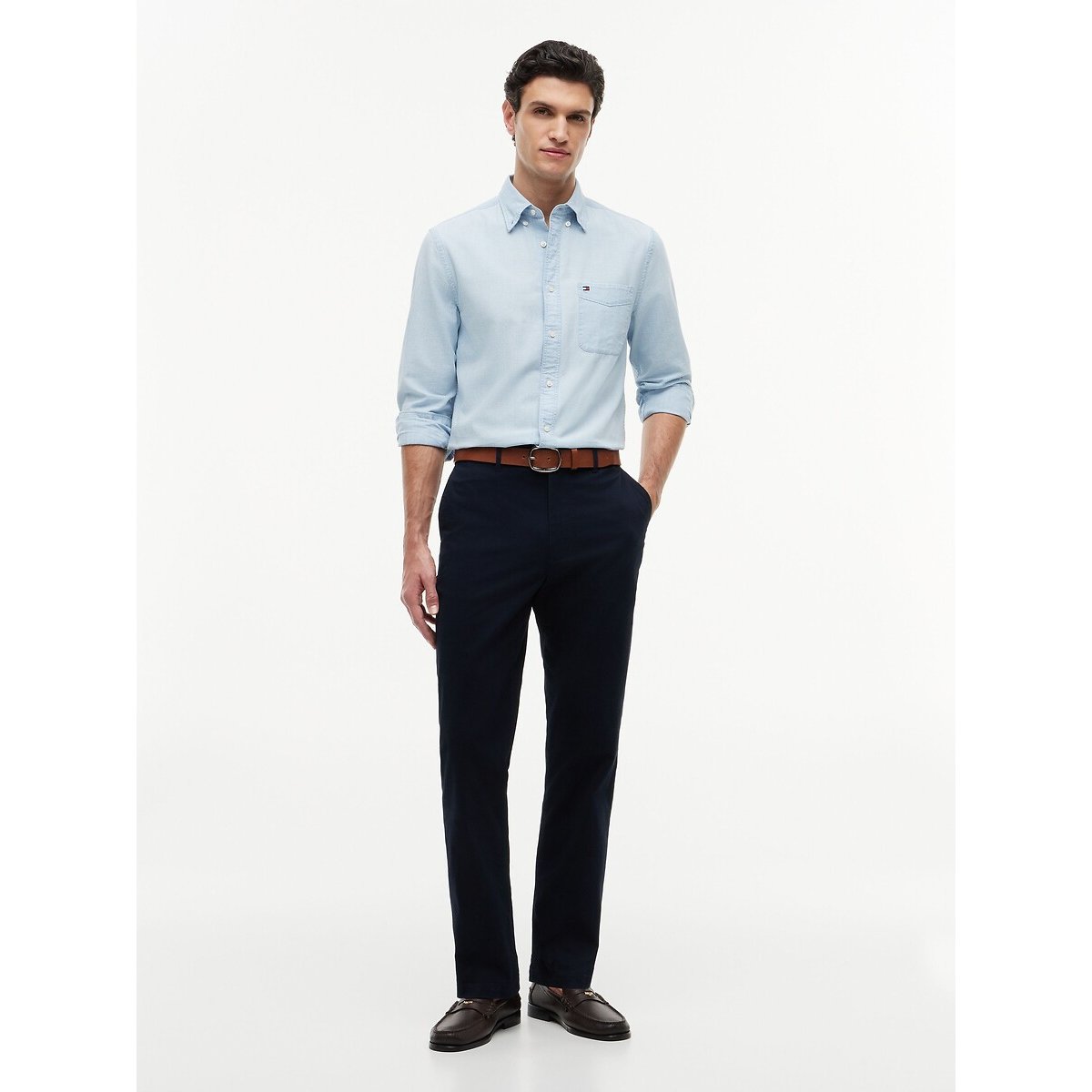 Pantalon chino, en twill bleu marine, TOMMY HILFIGER