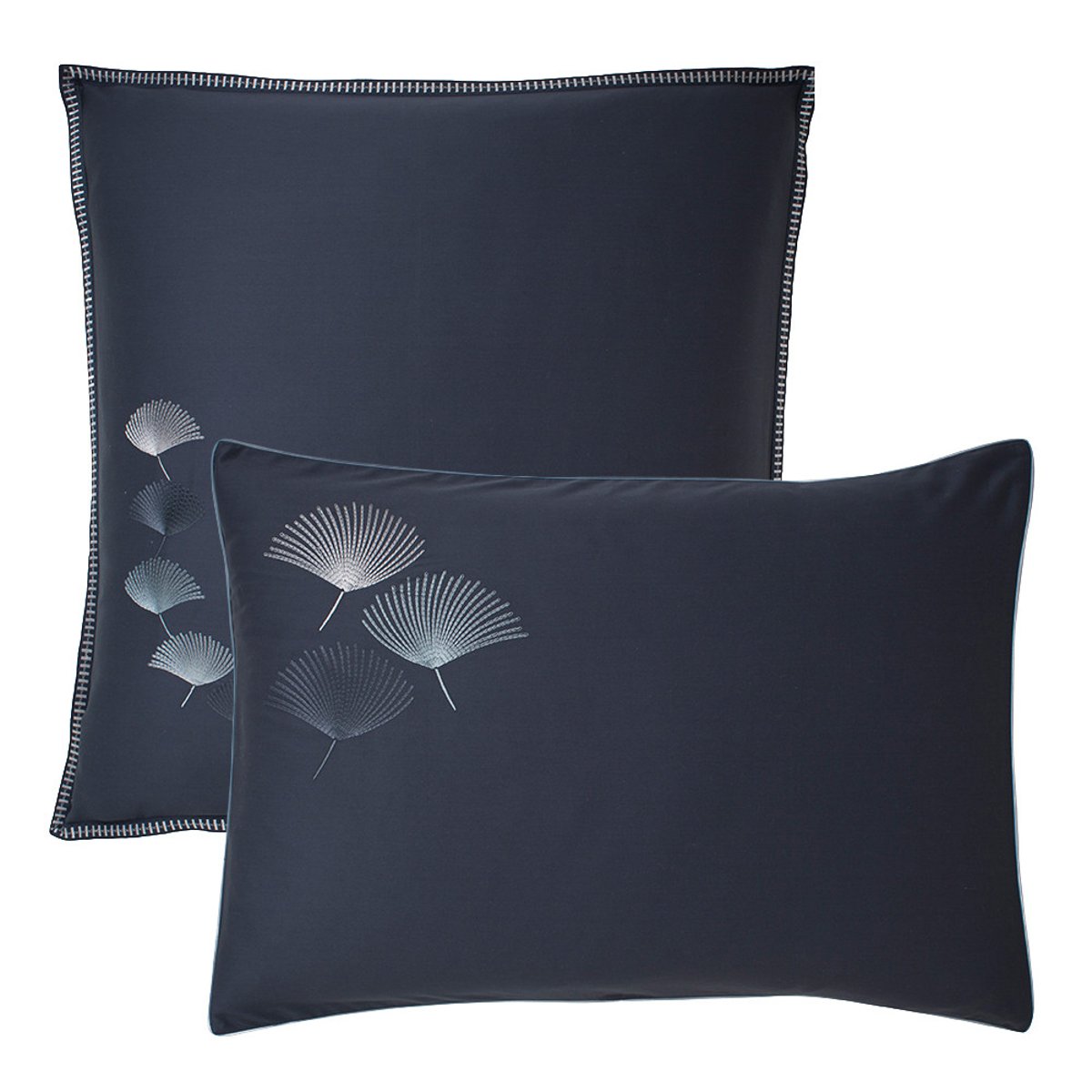 Taie d'oreiller satin de coton PISTIL bleu nuit, GARNIER THIEBAUT