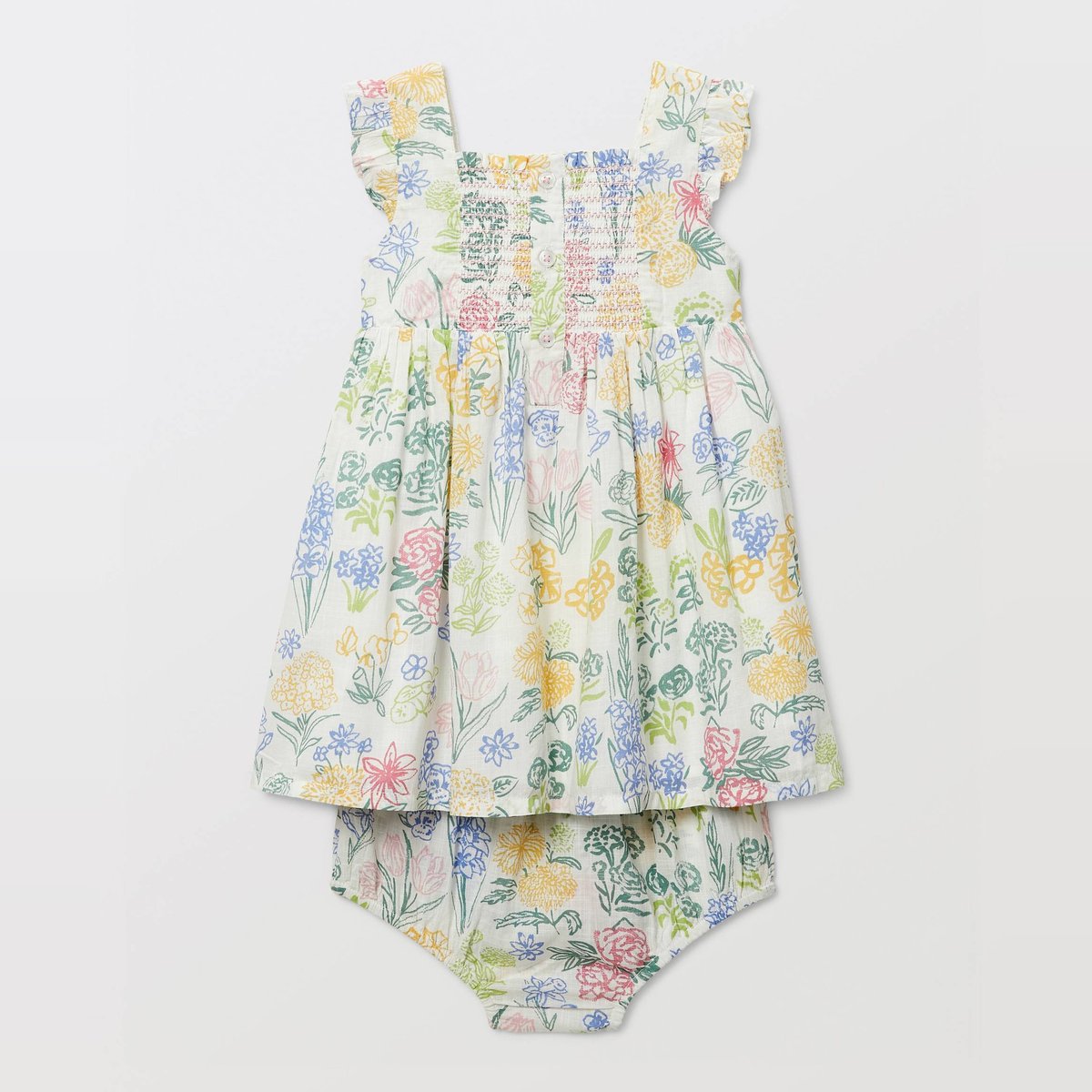 Robe avec bloomer imprimés en coton naturel, BOUT'CHOU