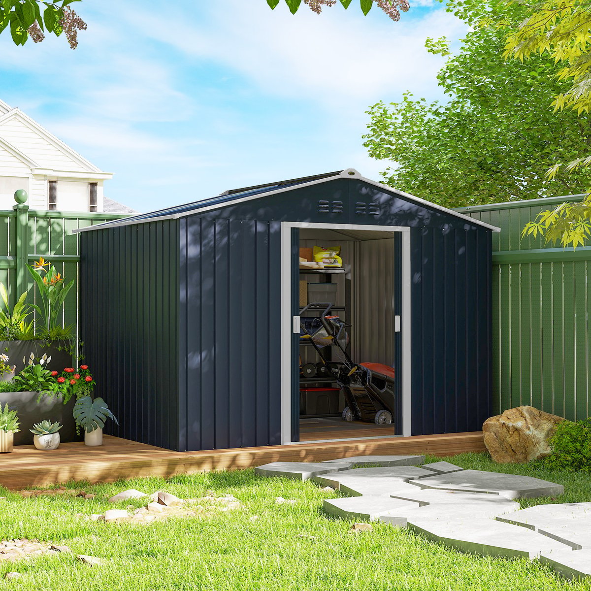 Abri de jardin gris, OUTSUNNY