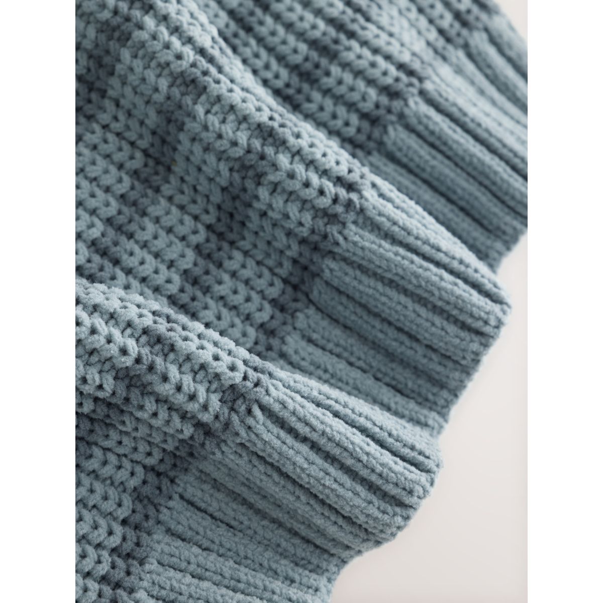 Pull ras du cou en maille chenille à rayures bleu, NEXT
