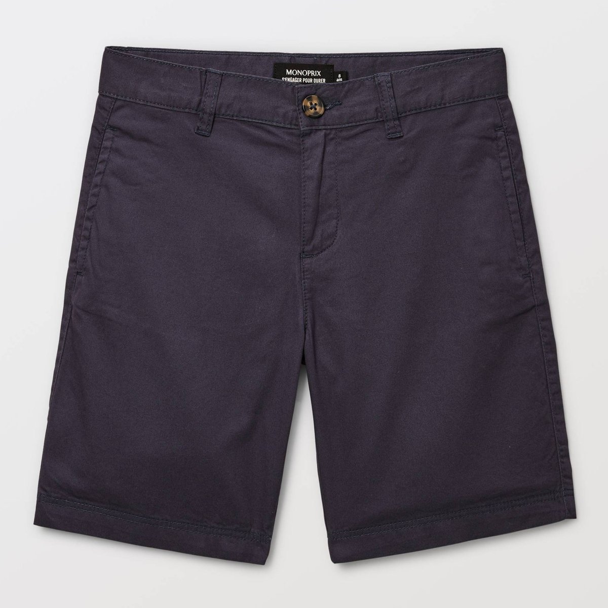 Bermuda droit uni en coton BIO GOTS marine, MONOPRIX