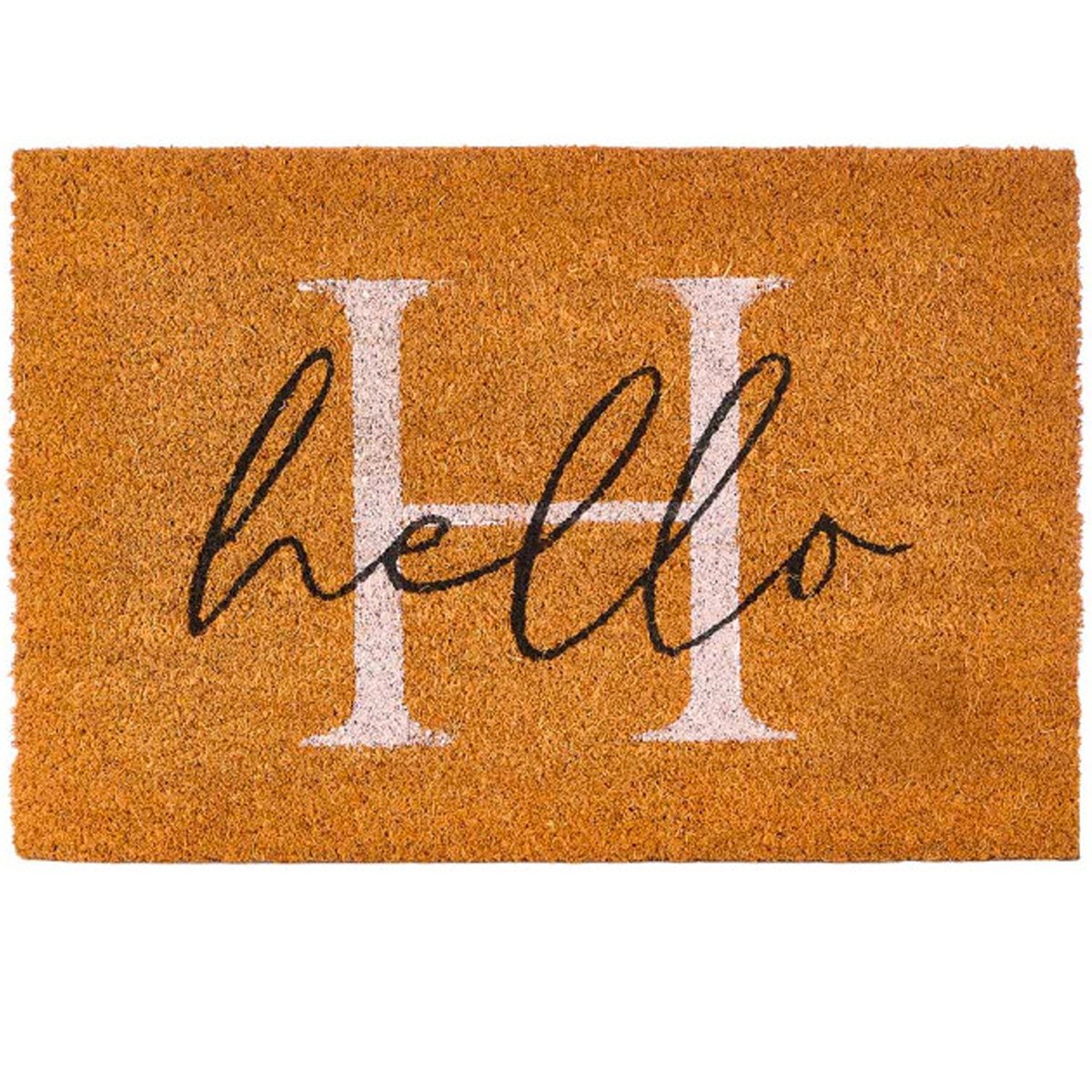 Paillasson coco Hello 60x40x1cm marron, WADIGA