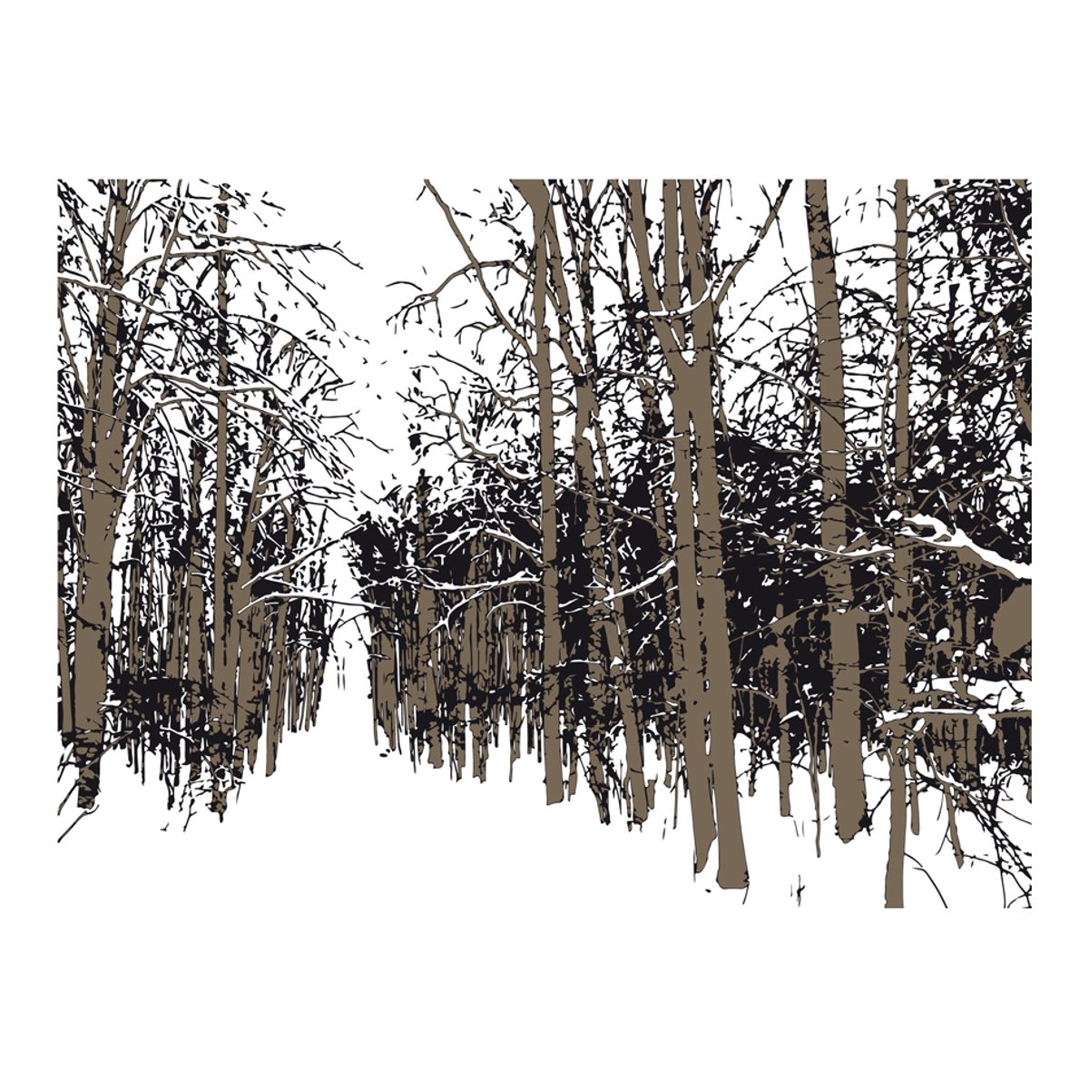 Papier peint intissé panoramique Paysage arbres - automne noir, EDEN