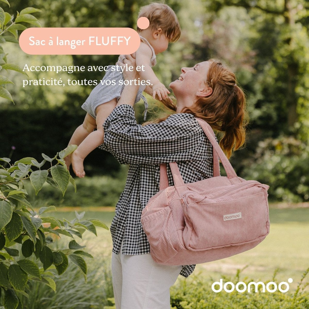 Sac à langer grande capacité doux et stylé rose, BABYMOOV