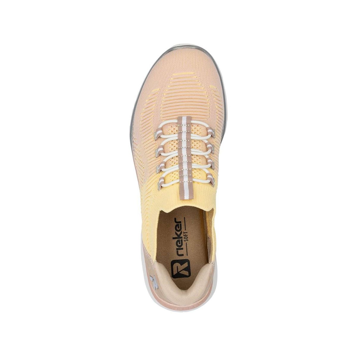 Baskets running jaune à talon plat avec une fermeture slip-on jaune, RIEKER