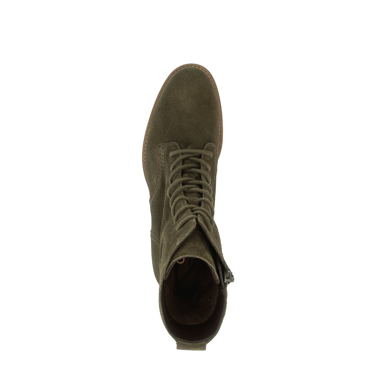Bottines en cuir velours à talon décroché kaki, GABOR