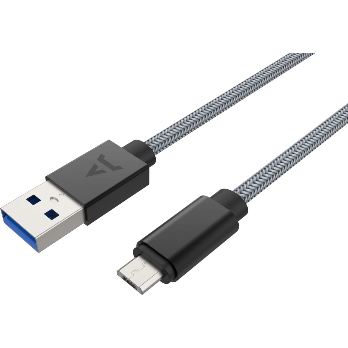 Câble micro USB vers USB 2M tréssé Gris gris, ADEQWAT