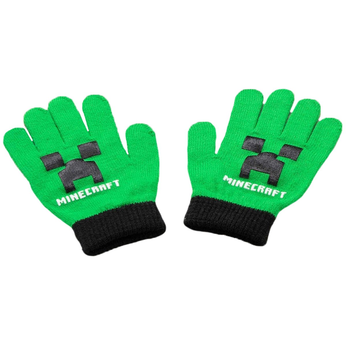 Ensemble bonnet et gants vert / noir, MINECRAFT