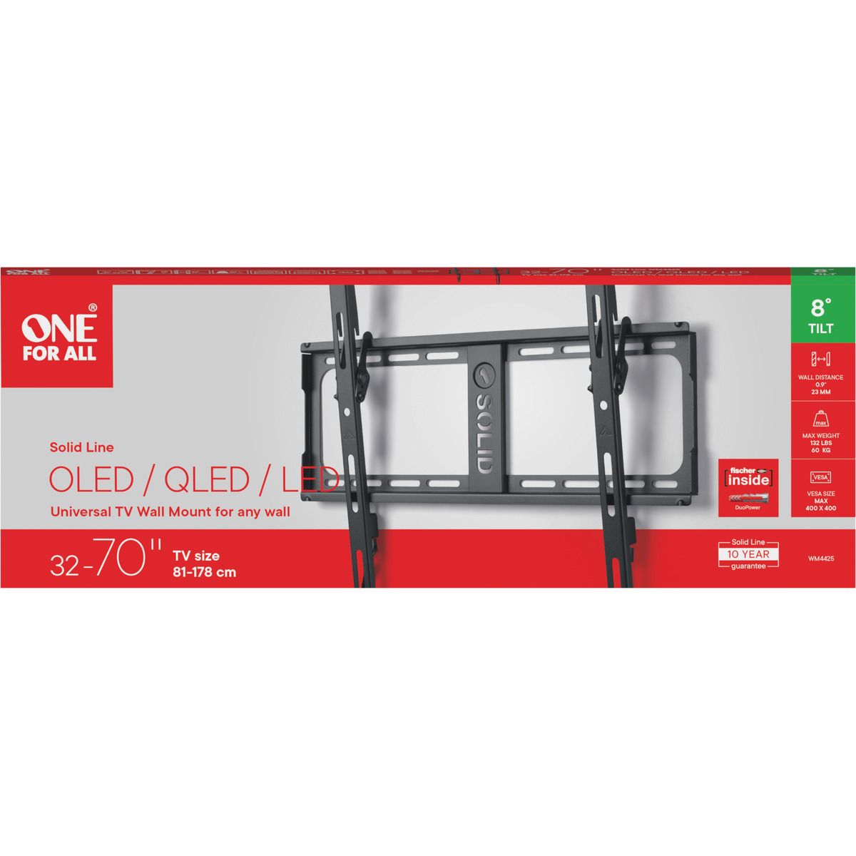 Support mural TV TV Solid inclinable 32''-70'' VESA 400 couleur unique, ONE FOR ALL