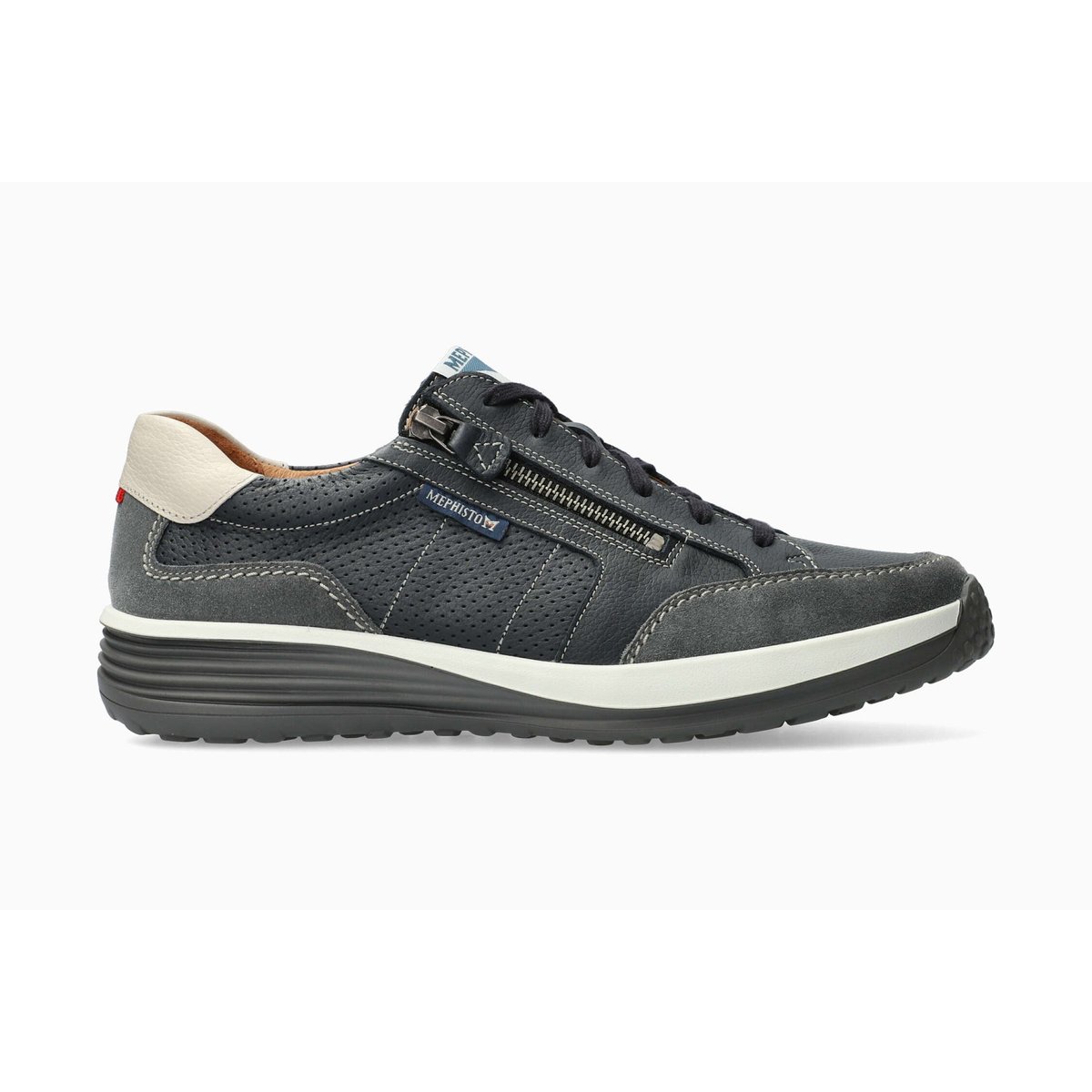 Baskets en cuir SACCO gris metallique p5145103, MEPHISTO
