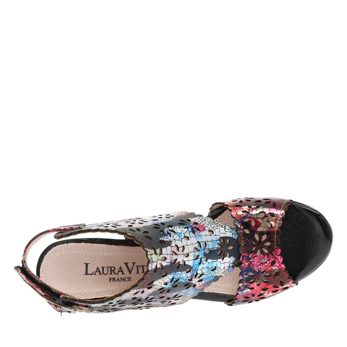 Sandales cuir talon décroché haut noir, LAURA VITA