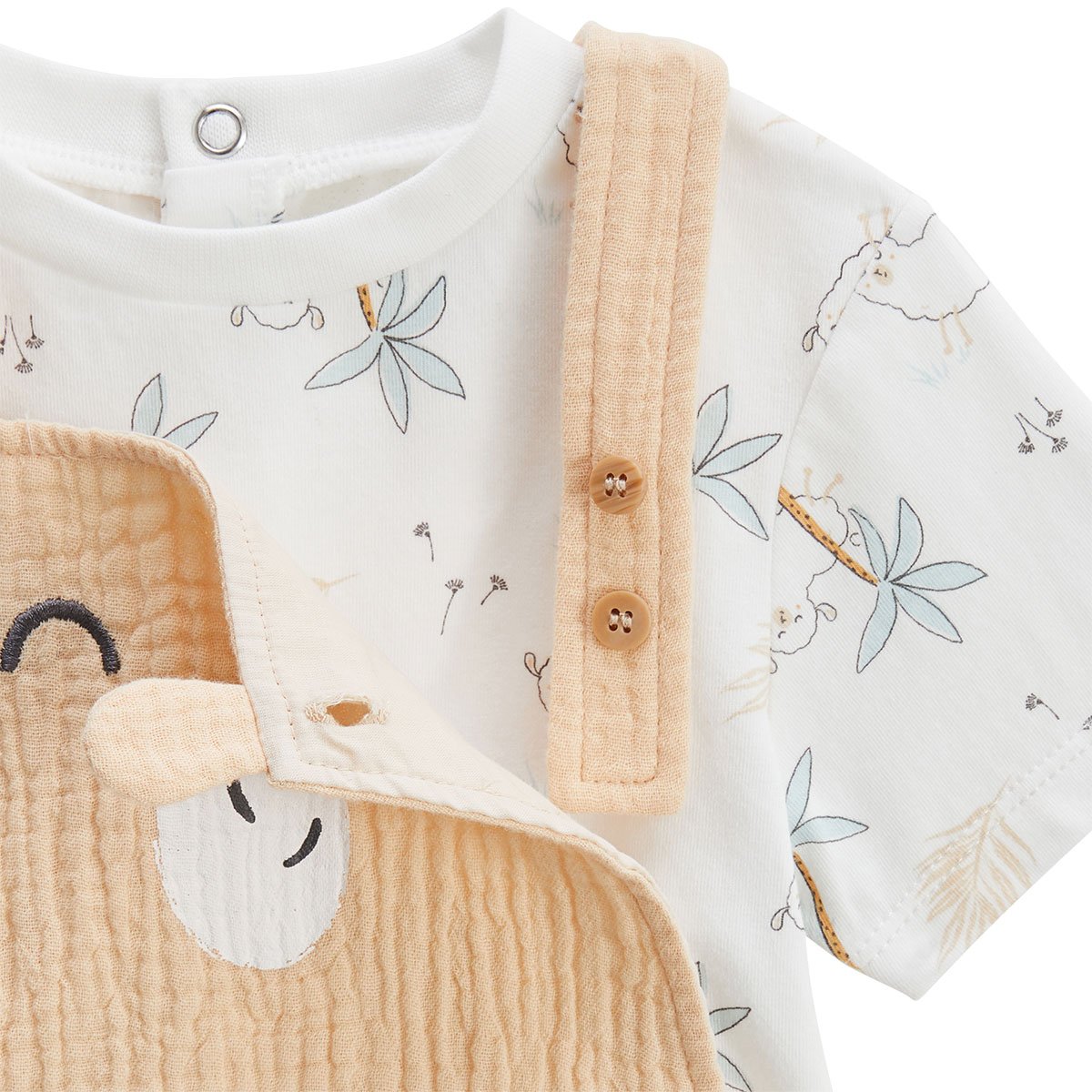 Ensemble salopette bébé en gaze de coton et t-shirt Noisette orange, PETIT BEGUIN