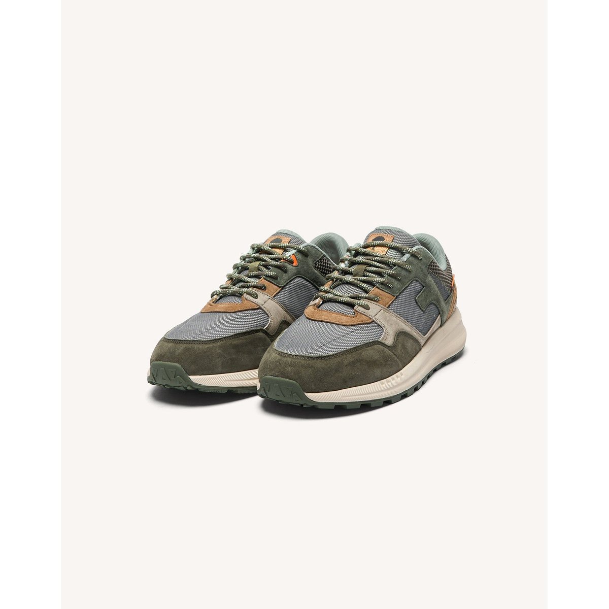 Running suede tissu LIMWOOD kaki et camel, FAGUO