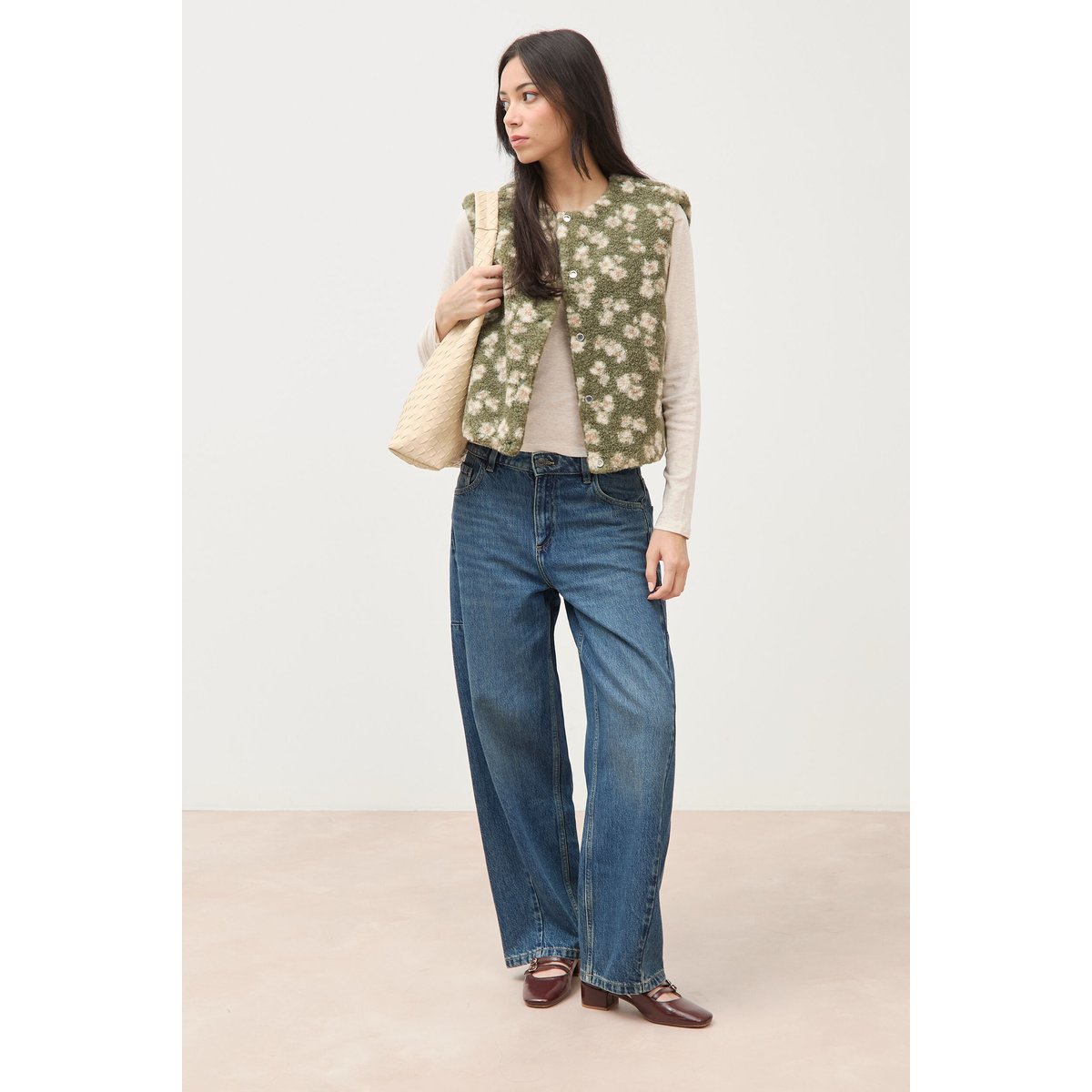 Gilet sans manches réversible vert kaki, BONOBO