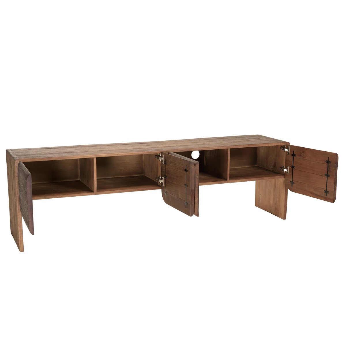 Meuble TV 4 portes en bois de mindi ARCUS bois naturel, PIER IMPORT