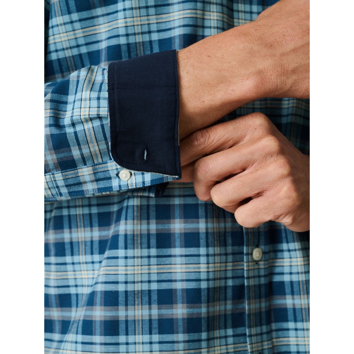 Chemise oxford à manches longues et carreaux bleu, NEXT