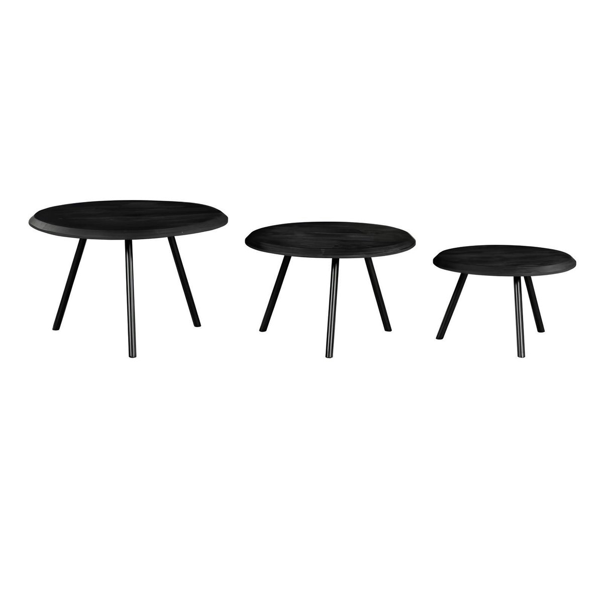 Table basse gigogne ronde bois et métal (lot de 3) ALMA noir, PIER IMPORT
