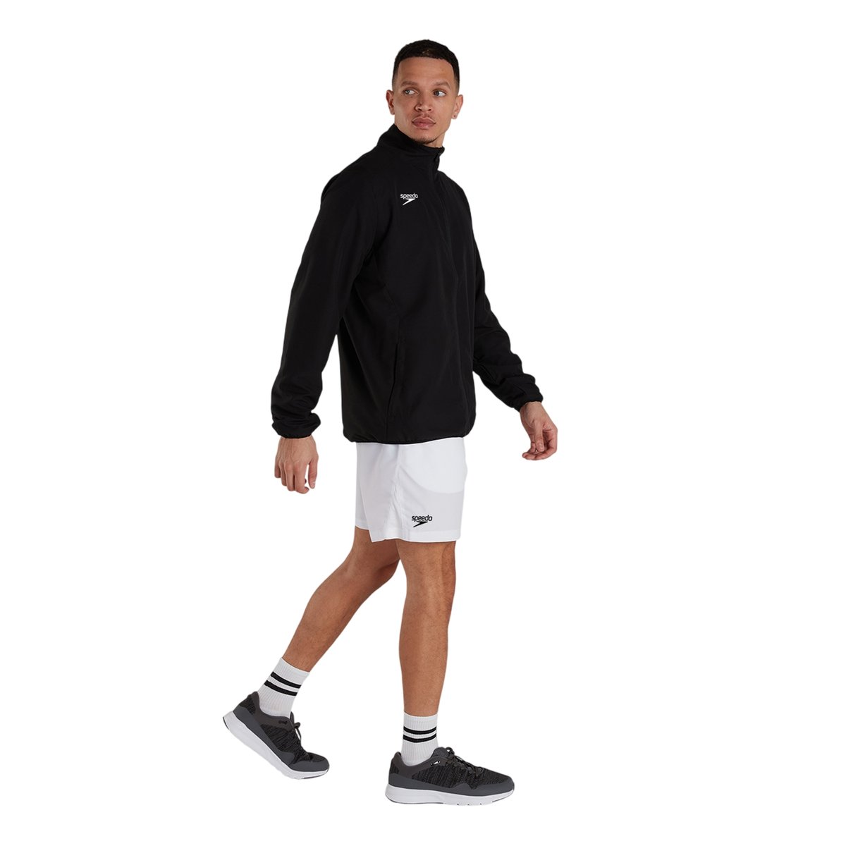 Veste de survêtement à col montant motif/style logo CLUB noir, SPEEDO