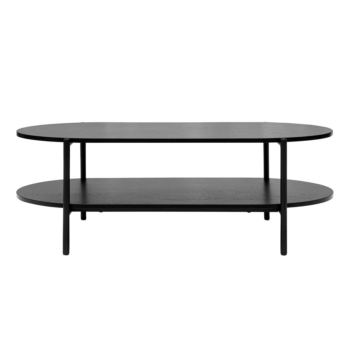 Table basse ovale finition bois foncé noyer et métal L115 cm BRUNA noir, MILIBOO