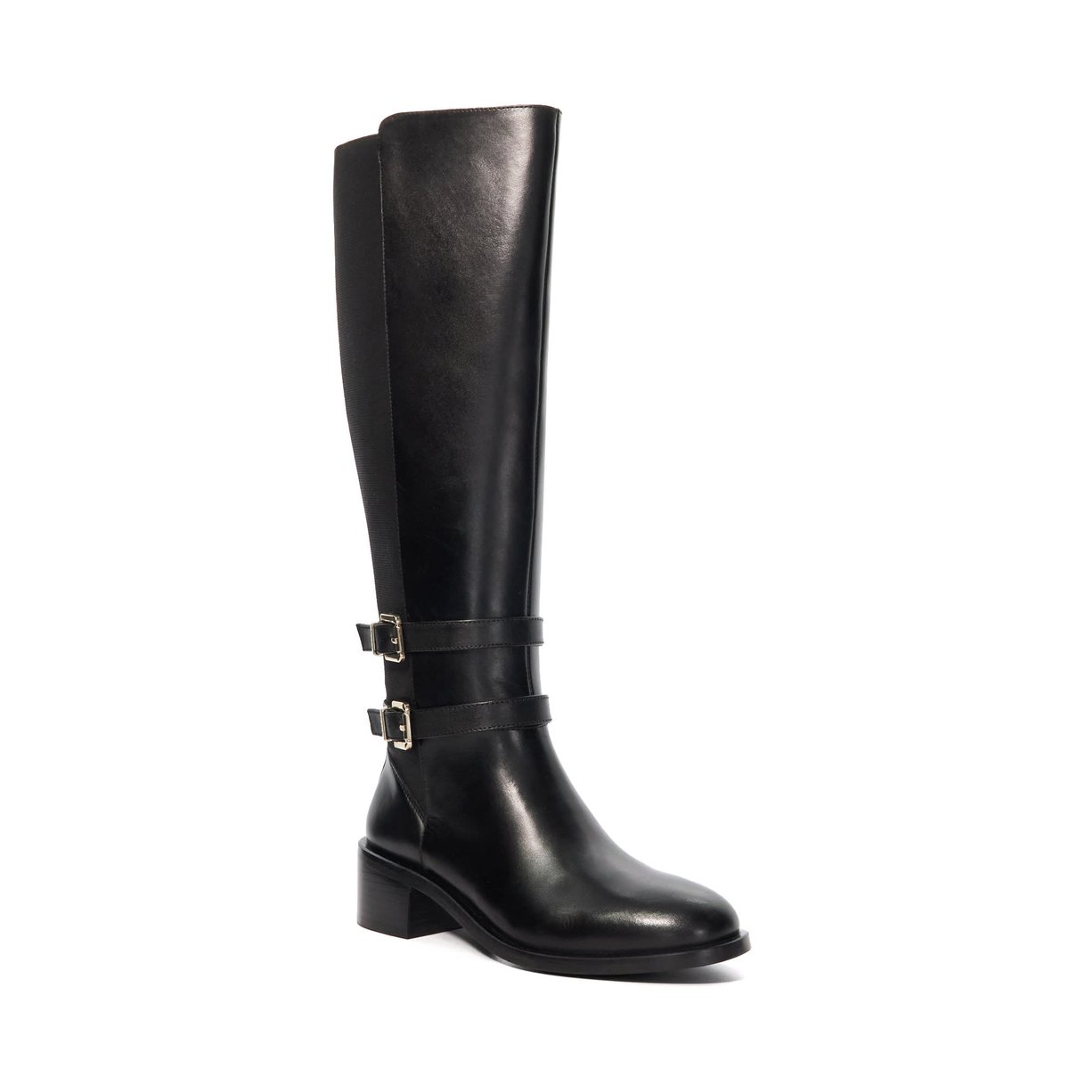 Bottes cavalières au genou en cuir - TATTER black-leather, DUNE LONDON