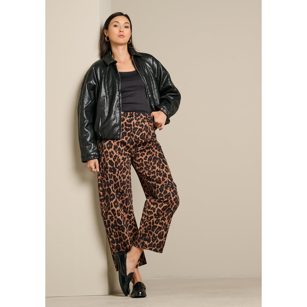Bomber effet cuir noir, LOLALIZA