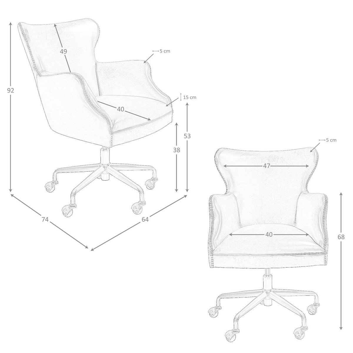 Fauteuil de bureau pivotant cuir marron foncé | acier noir, ANGEL CERDA
