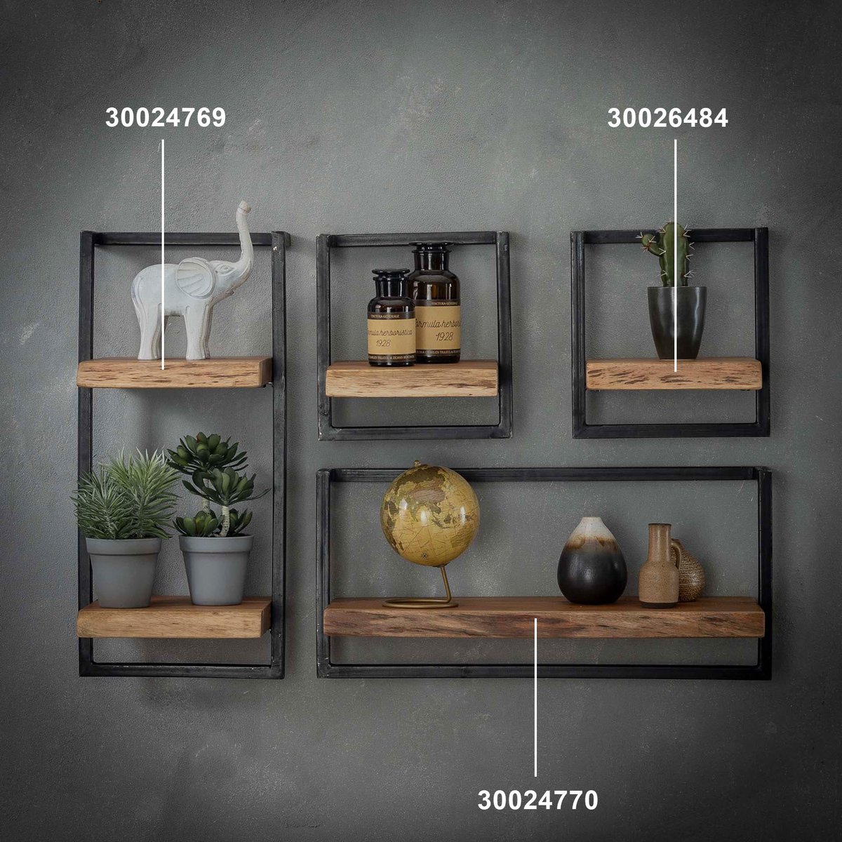 Etagère murale industrielle bois et métal 65 cm MELBOURNE bois naturel, PIER IMPORT